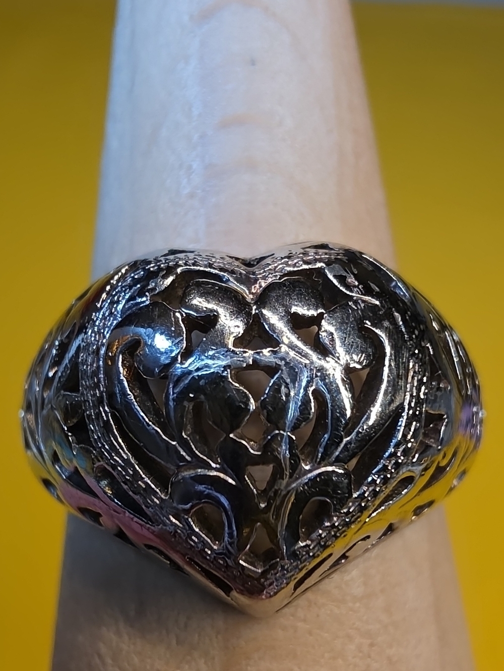 Delicate 925 Filigree Heart Ring ▪︎ Intricate Open Scroll Work Design